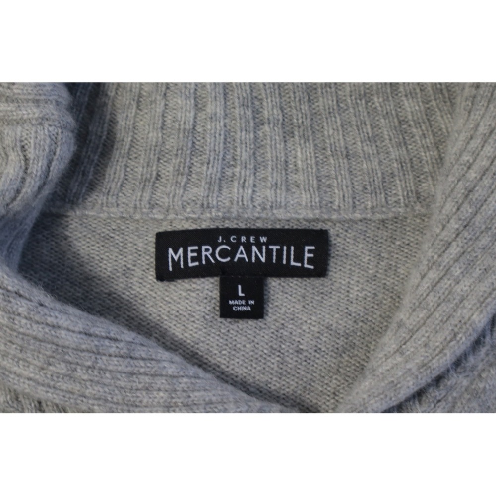 J. Crew Mercantile Mens Large Gray Shawl Collar Button Pullover Sweater Knit L - Picture 7 of 7